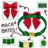 Maca Bates Christmas Dog Collar with Cute Solid Sailor Bow Tie