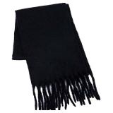 Luxury Winter Scarf: White Acrylic Extra-Long Fringed Shawl