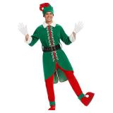 $65 Men s Christmas Elf Costume Set - 6 Pcs: Coat, Hat, Pants, Belt