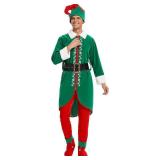 $65 Men s Christmas Elf Costume Set - 6 Pcs: Coat, Hat, Pants, Belt