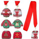 12 Pcs Ugly Christmas Sweater Medals with Neck Ribbons
