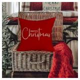 RABUSOFA Red Merry Christmas Pillow Covers 20x20 Inch