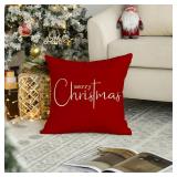 RABUSOFA Red Merry Christmas Pillow Covers 20x20 Inch