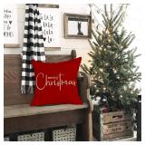 RABUSOFA Red Merry Christmas Pillow Covers 20x20 Inch