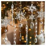 18pcs Crystal Christmas Ornaments - Snowflake & Icicle Decor