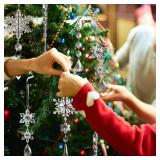 18pcs Crystal Christmas Ornaments - Snowflake & Icicle Decor