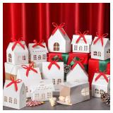Yinder 25 Pcs House Shaped Gift Boxes with Red Ribbons, 4 Styles