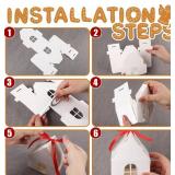 Yinder 25 Pcs House Shaped Gift Boxes with Red Ribbons, 4 Styles