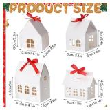 Yinder 25 Pcs House Shaped Gift Boxes with Red Ribbons, 4 Styles