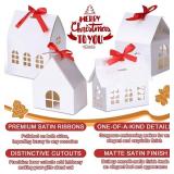 Yinder 25 Pcs House Shaped Gift Boxes with Red Ribbons, 4 Styles