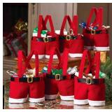 MSQ 6PCS Christmas Gift Bags Santa Pants Style Treat Bags