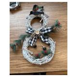 Christmas Wreath Decoration Handmade Rattan Snowman