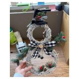 Christmas Wreath Decoration Handmade Rattan Snowman