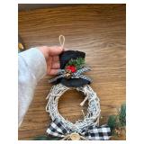 Christmas Wreath Decoration Handmade Rattan Snowman
