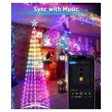 $120 Flacchi Christmas Cone Tree Lights - 406 LED, App Control (8.2ft)