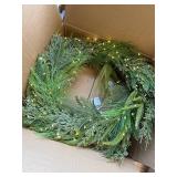 $80 LampLust 24" Winter Wreath, LED Lights, Battery, Indoor/Outdoor