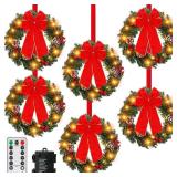 $102 Ceenna 15" Prelit Christmas Wreath, Set of 6, Multi Colors