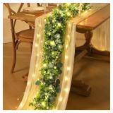 2Pcs 5.9FT Eucalyptus Garland with Lights, Flowers, Vines