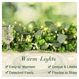 2Pcs 5.9FT Eucalyptus Garland with Lights, Flowers, Vines