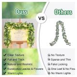 2Pcs 5.9FT Eucalyptus Garland with Lights, Flowers, Vines