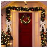 2 Pcs Christmas LED Wreath Bow Large 24 x 12 Inch Xmas Silver