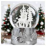 100mm Reindeer Musical Christmas Snow Globe, Winter Deer