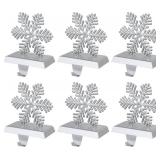 6 Pcs Christmas Snowflake Stocking Holders, Heavy Metal Hook