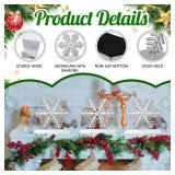 6 Pcs Christmas Snowflake Stocking Holders, Heavy Metal Hook