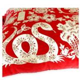 Red Velvet Rectangle Pillow Gold Snakes Flowers Tassels