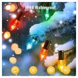 C7 50 Ft Multicolor String Lights, Green Wire, 50 Clear Bulbs