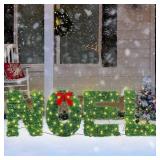 ATDAWN 4 Pc Noel Sign Xmas Decor Set, Lighted Yard Display