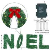 ATDAWN 4 Pc Noel Sign Xmas Decor Set, Lighted Yard Display