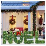 ATDAWN 4 Pc Noel Sign Xmas Decor Set, Lighted Yard Display