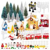 Vinsot 110Pcs Christmas Miniature Fairy Kit Xmas Village Decor