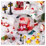 Vinsot 110Pcs Christmas Miniature Fairy Kit Xmas Village Decor