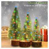 4 Pcs Mini Christmas Trees with Timer Fairy Lights, Multicolor