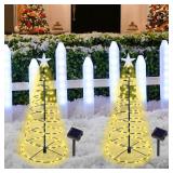 Spiral Trees with Warm Lights, Auto On/Off, Waterproof.