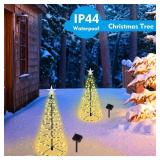 Spiral Trees with Warm Lights, Auto On/Off, Waterproof.