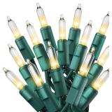 PREXTEX 100 Clear Christmas Lights, 20ft, Green Wire