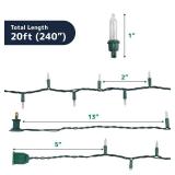 PREXTEX 100 Clear Christmas Lights, 20ft, Green Wire