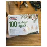 PREXTEX 100 Clear Christmas Lights, 20ft, Green Wire