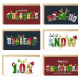 easykart 18 Assorted Christmas Cards with 6 Designs, 7.25"x3.75"