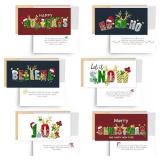 easykart 18 Assorted Christmas Cards with 6 Designs, 7.25"x3.75"