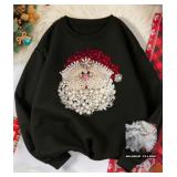 Christmas, Santa Claus round neck sweatshirt non-rhinestone