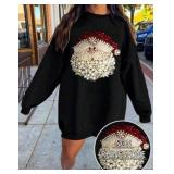 Christmas, Santa Claus round neck sweatshirt non-rhinestone