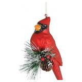 RED CARDINAL SITTING ON BRANCH ORNAMENT