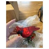 RED CARDINAL SITTING ON BRANCH ORNAMENT