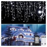 Icicle Christmas Lights Outdoor, 19.6ft 54 Drops with 306 Led