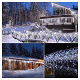 Icicle Christmas Lights Outdoor, 19.6ft 54 Drops with 306 Led