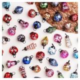 Vintage Christmas Tree Ornaments Distress Mini Balls, 25 Pcs